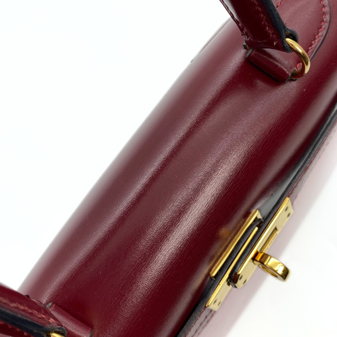 Kumala, 1989 Mini Kelly 20 Boxcalf Rouge Ash with stamp 〇S
