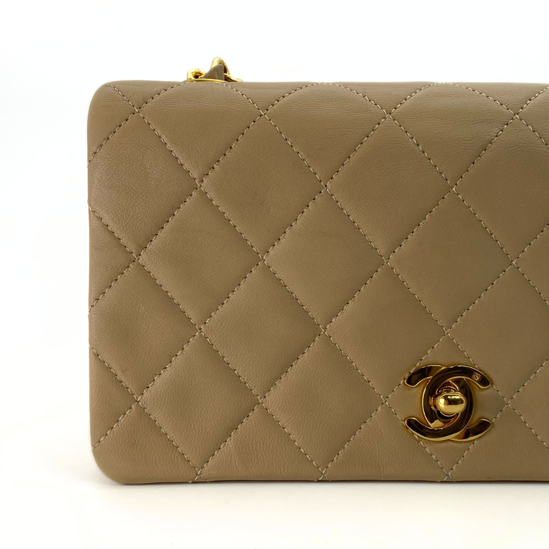 Misaki, 1 Series Mini Full Flap Beige Lambskin with seal and card