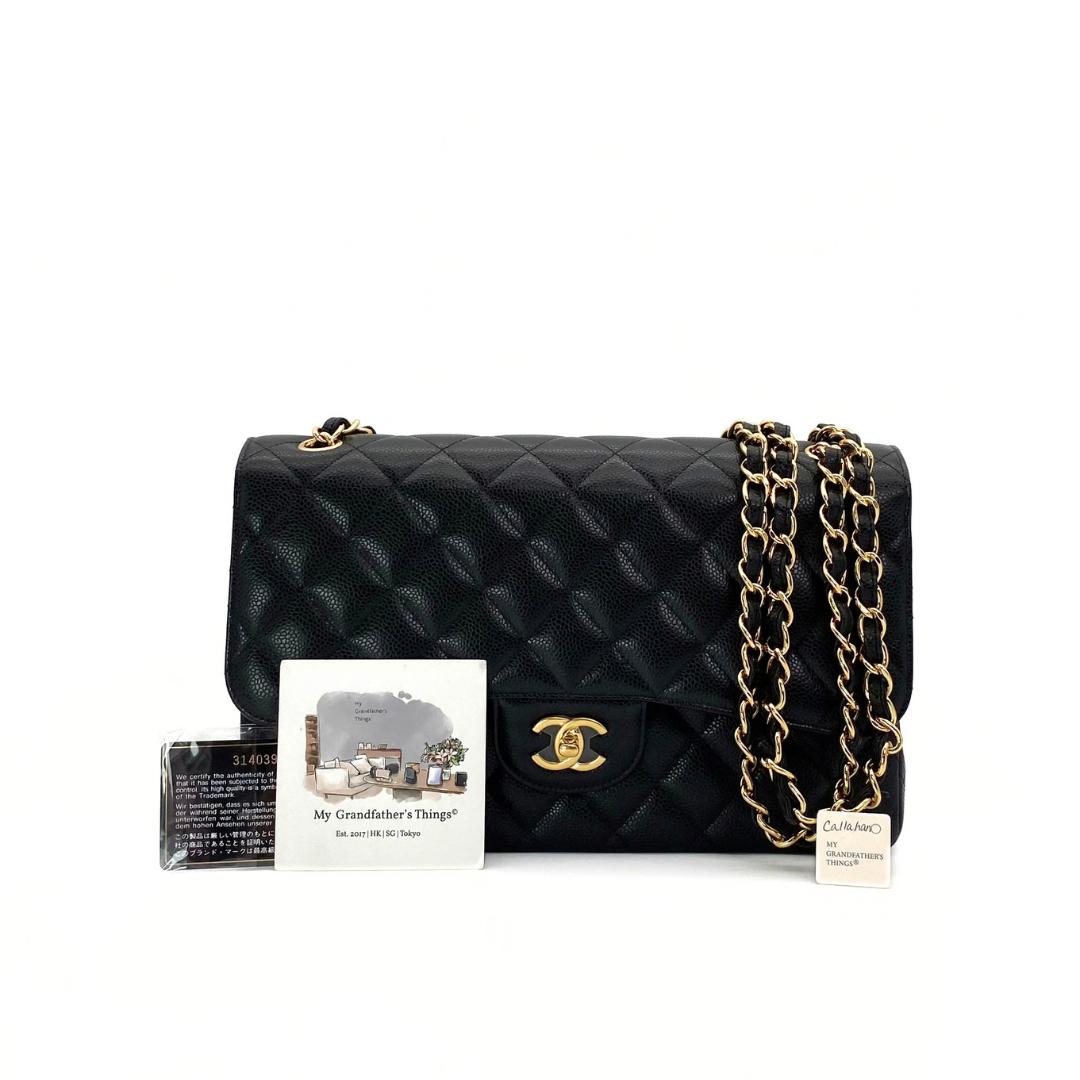 Callahan, 31 Series Jumbo Black Caviar Gold Hardware with seal and card
