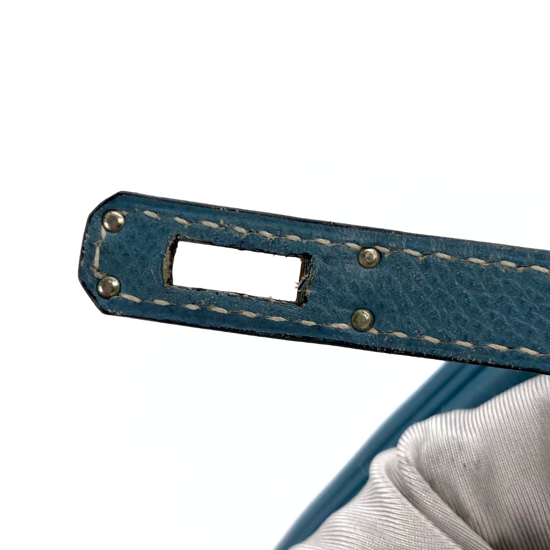 Romilly, 2006 Birkin 25 Blue Jean Veau Epsom Palladium Hardware with stamp □J