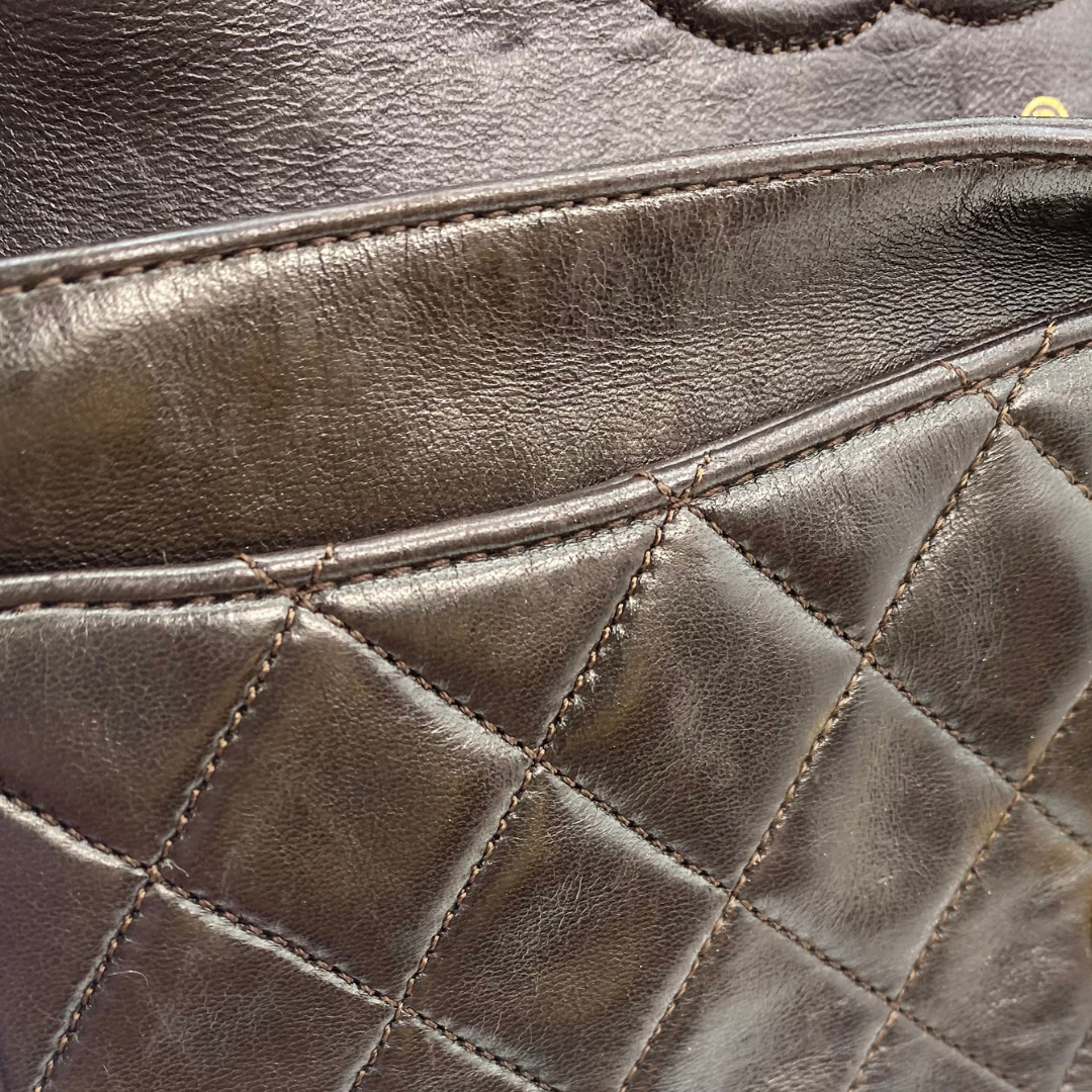 Leandro, 1 Series Small Classic Flap Brown Lambskin with seal only