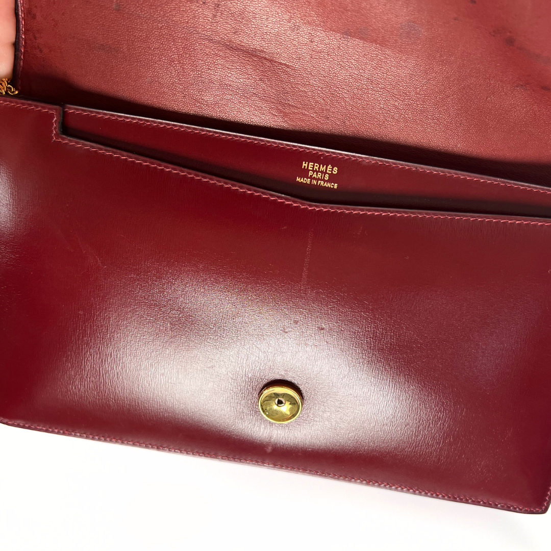 Benoula, 1985 Lydie Roue H Boxcalf Clutch wiith stamp  〇O