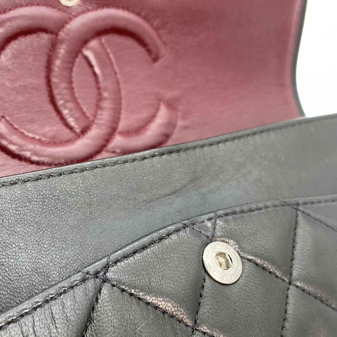 Thiago, 5 Series Medium Black Lambskin Silver Hardware with seal and card