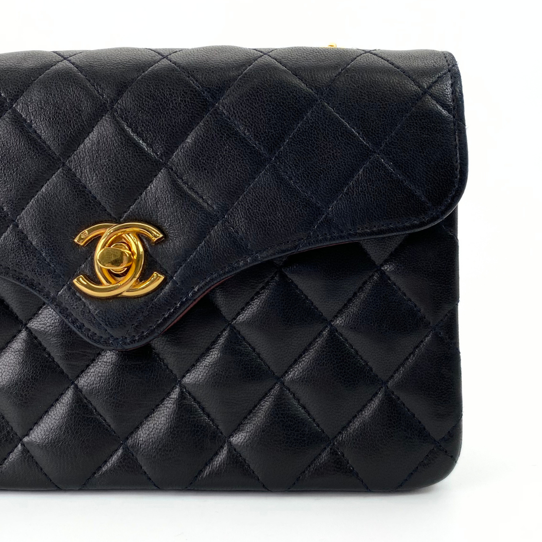 Wakana, 1 Series Matelasse Mini Black Lambskinw with seal and card