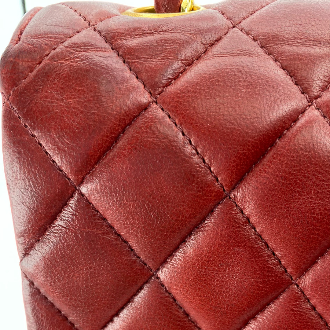 Evren, 1 Series Matelasse Bordeaux Lamb Gold Hardware with seal and card