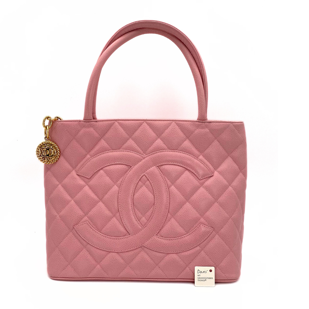 Dami, 8 Series Medallion Tote Reissue Pink Caviar with seal and card