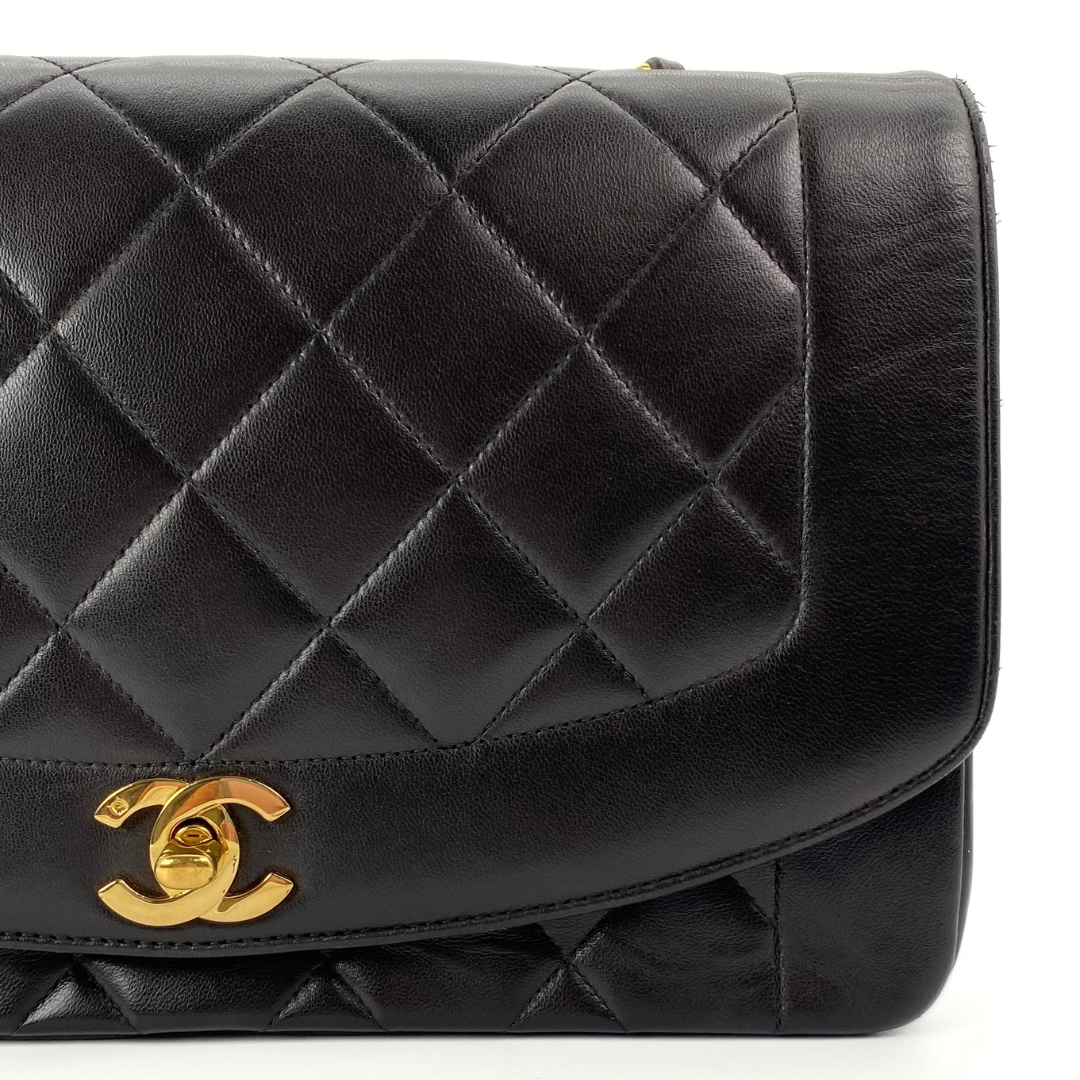 Sorenza, 2 Series Medium Diana Black Lambskin with seal and card