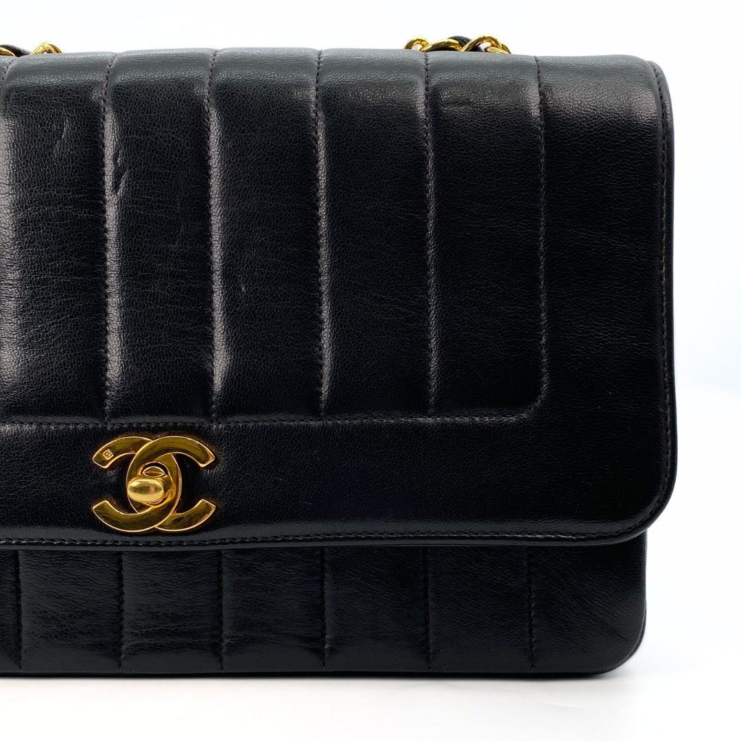 Tyra, 2 Series Mademoiselle Lambskin Small Black with seal and card