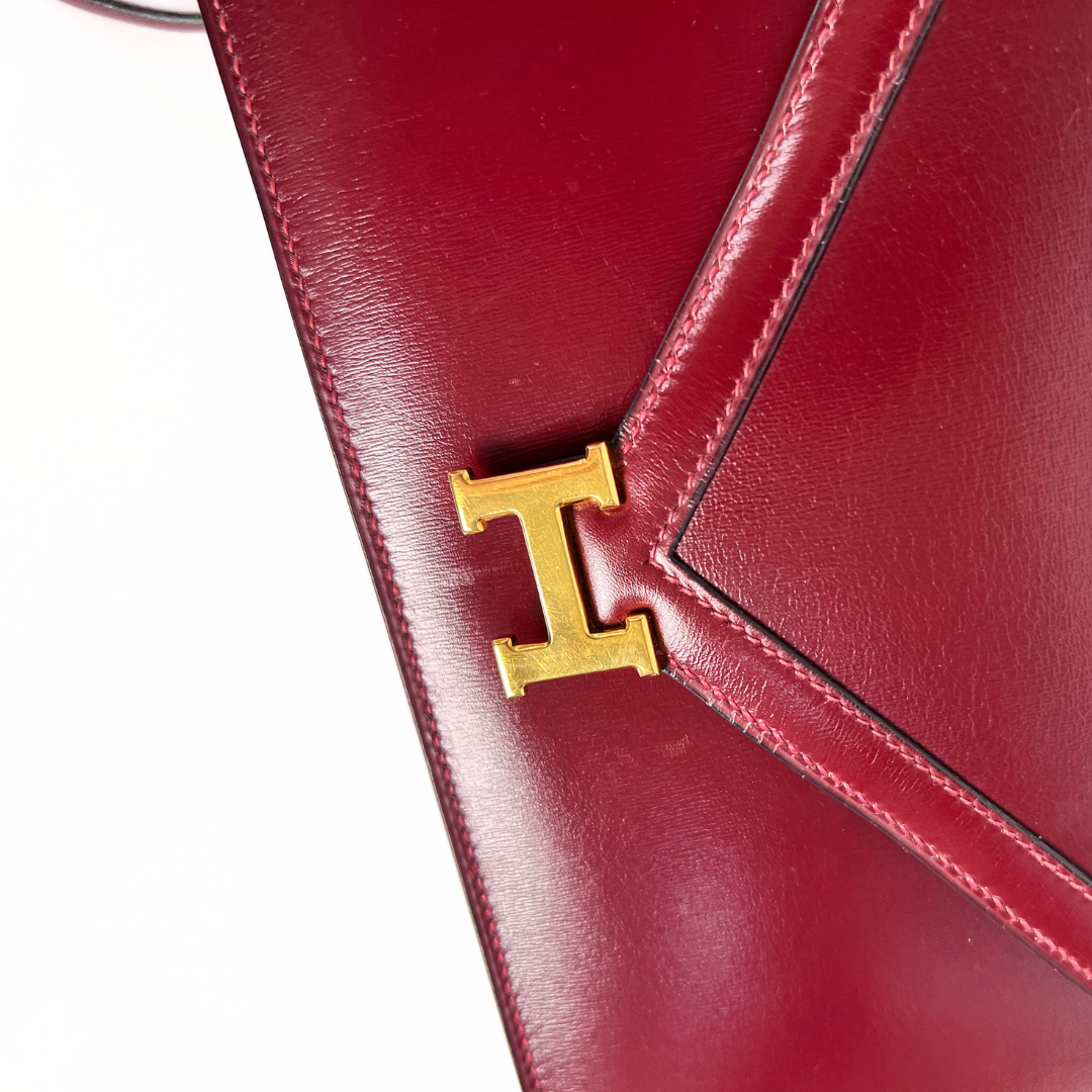 Benoula, 1985 Lydie Roue H Boxcalf Clutch wiith stamp  〇O