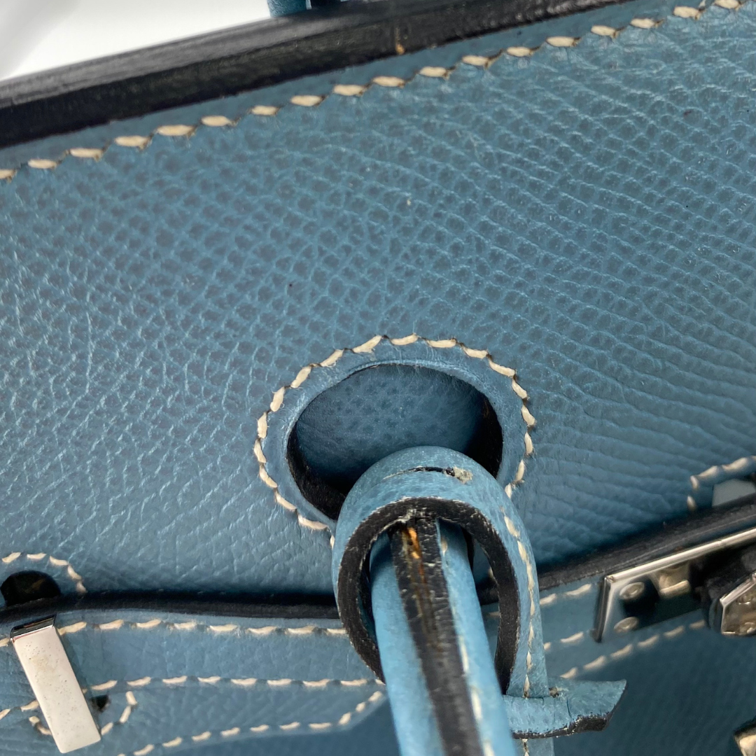 Romilly, 2006 Birkin 25 Blue Jean Veau Epsom Palladium Hardware with stamp □J