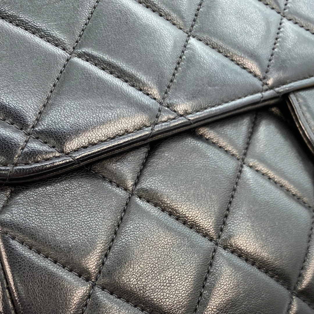 Eito, 4 Series Medium Single Flap Black Lambskin with seal and card