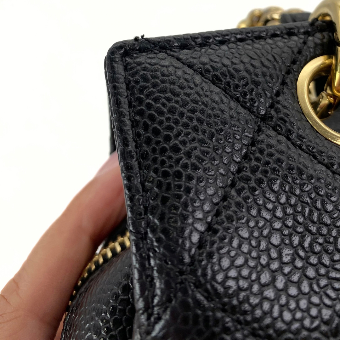 Orion, 7 Series Tote Black Caviar Gold Hardware with seal and card