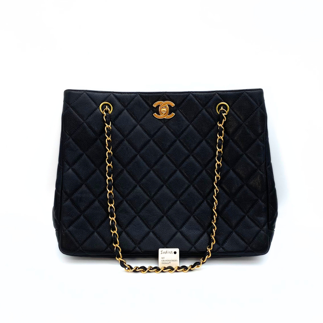Indira, 4 Series Black Caviar Tote with seal only