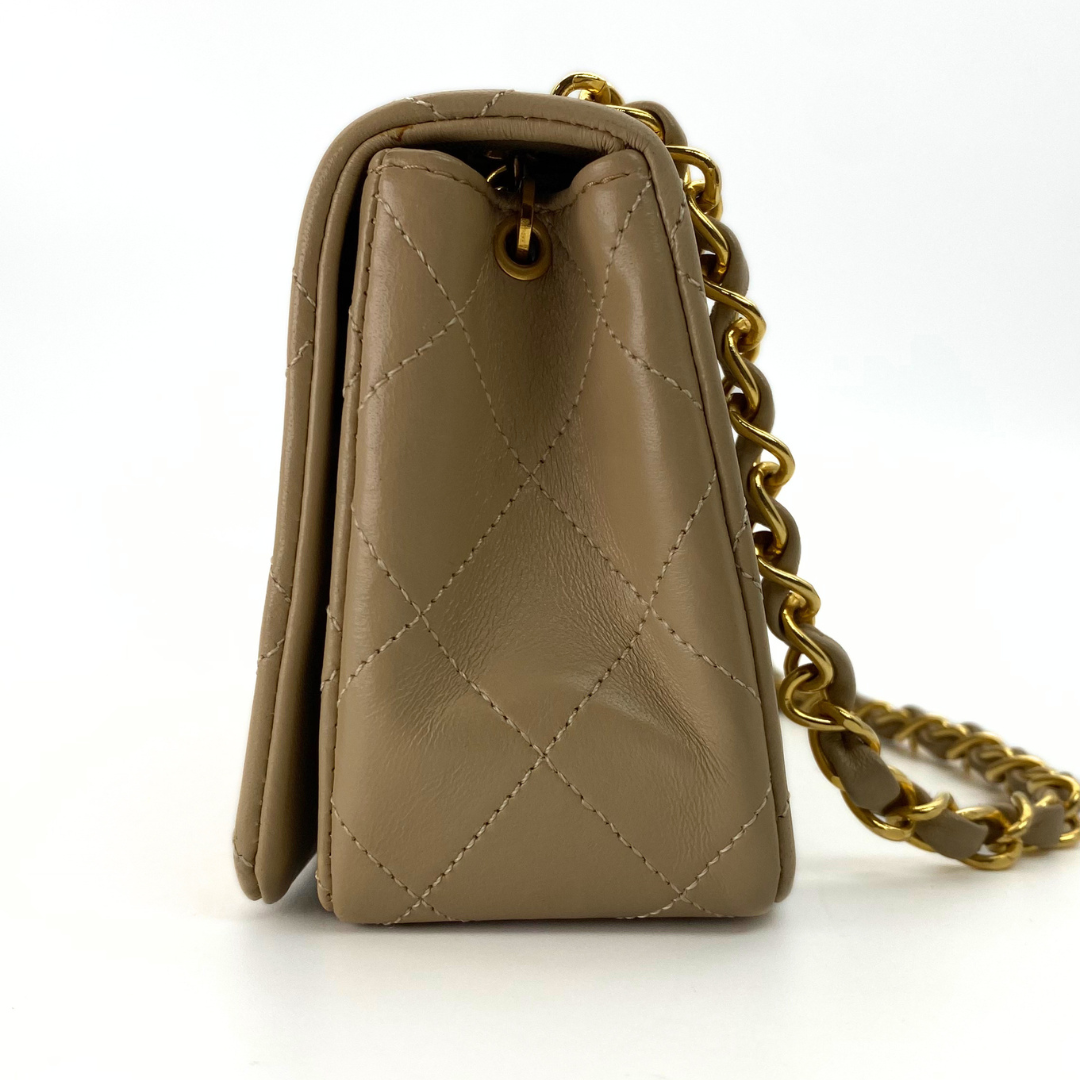 Misaki, 1 Series Mini Full Flap Beige Lambskin with seal and card