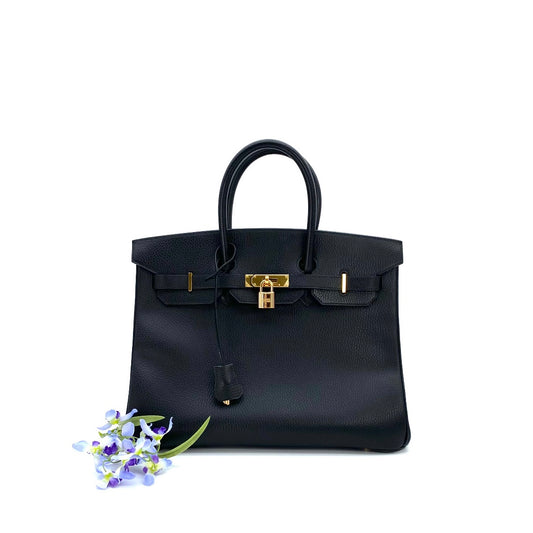 Alden, 2000 Birkin 35 Black Ardennes Gold Hardware with stamp □D