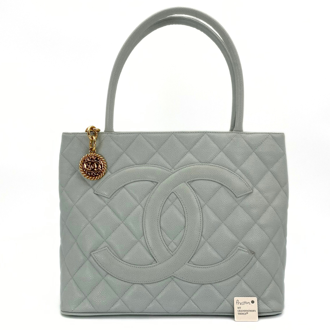 Preston, 7 Series Medallion Tote Light Blue Caviar with seal and card