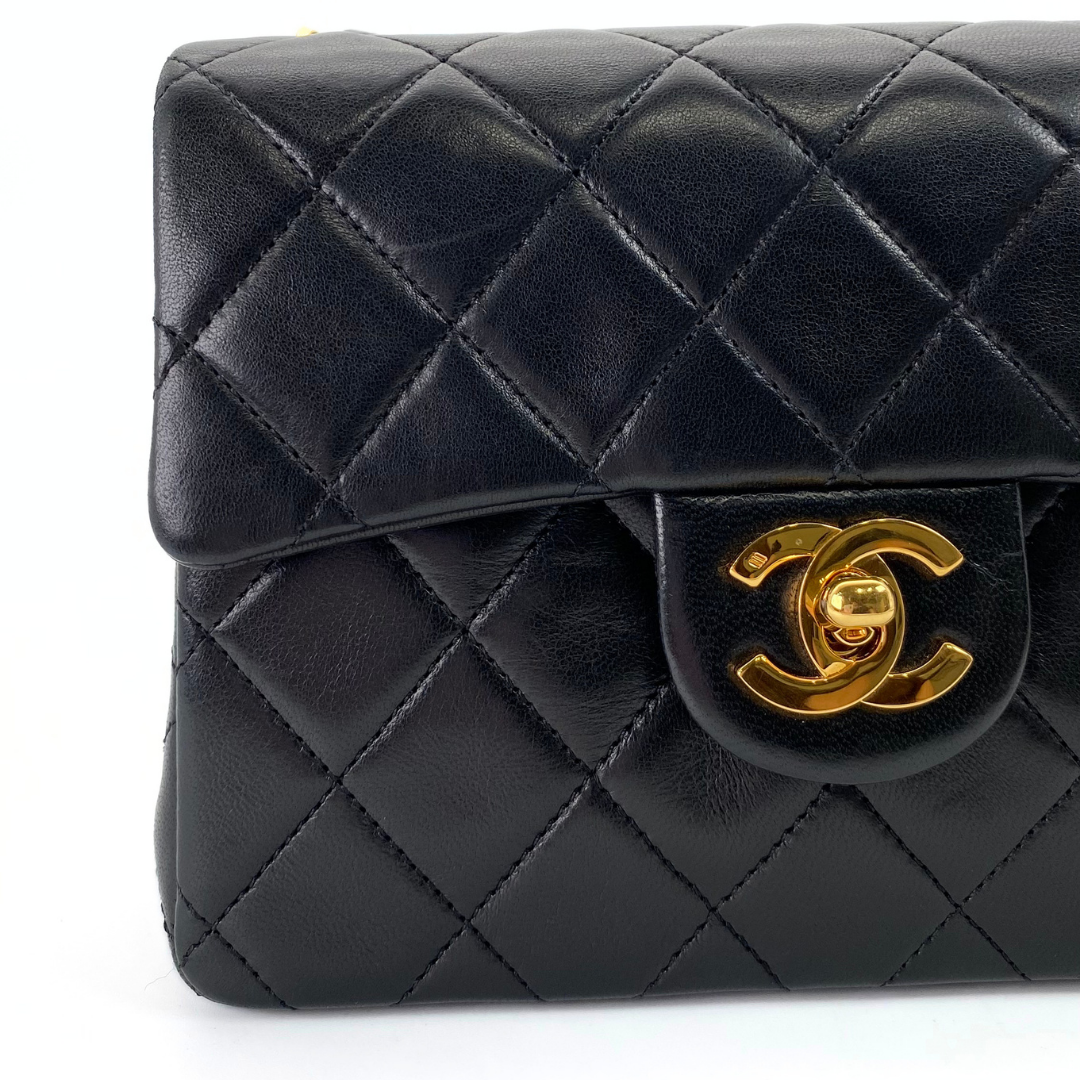 Tsubaki, 1 Series Mini Square 17cm Black Lambskin with seal and card