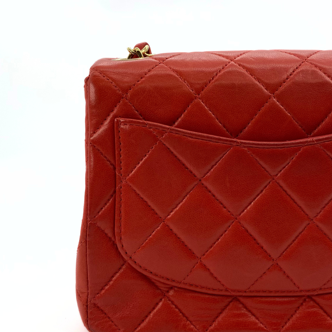 Lola, 6 Series Mini Square 17 Red Lambskin with seal only