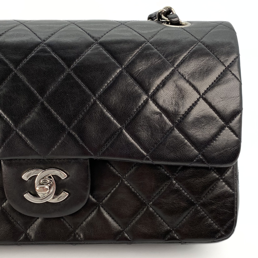 Thiago, 5 Series Medium Black Lambskin Silver Hardware with seal and card