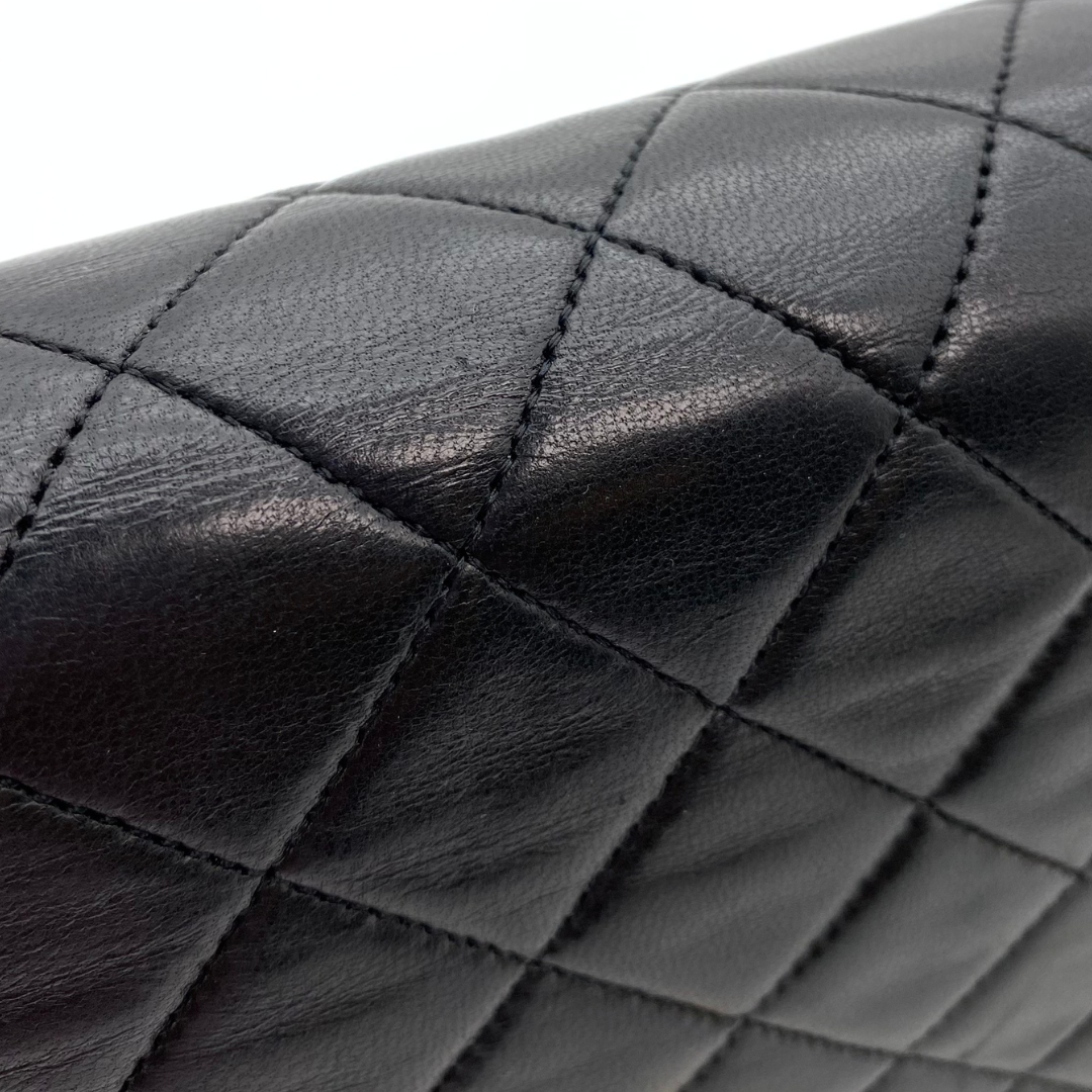 Cyrus, 1 Series Small Full Flap Black Lambskin with seal and card