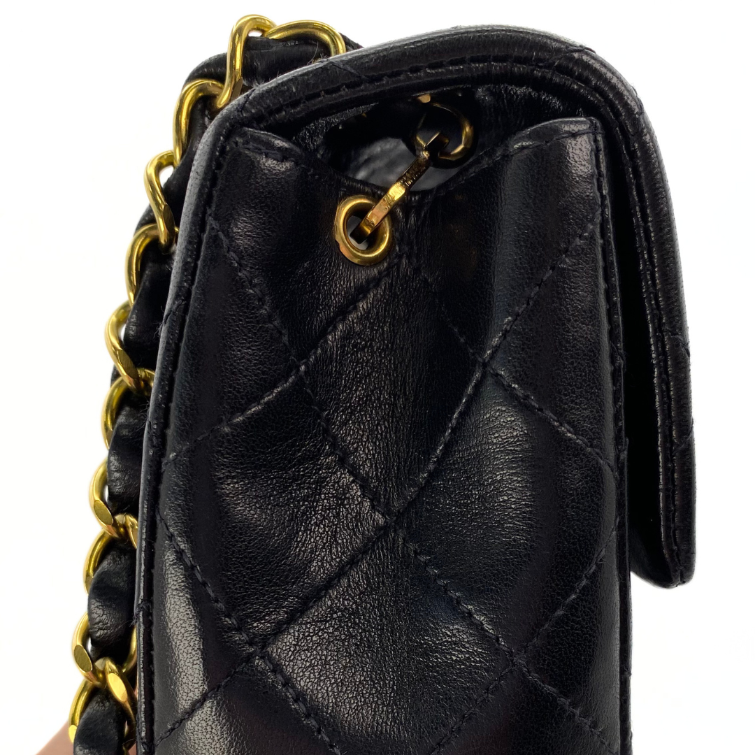Leander, 3 Series Mini Square 17cm Black Lambskin with seal and card
