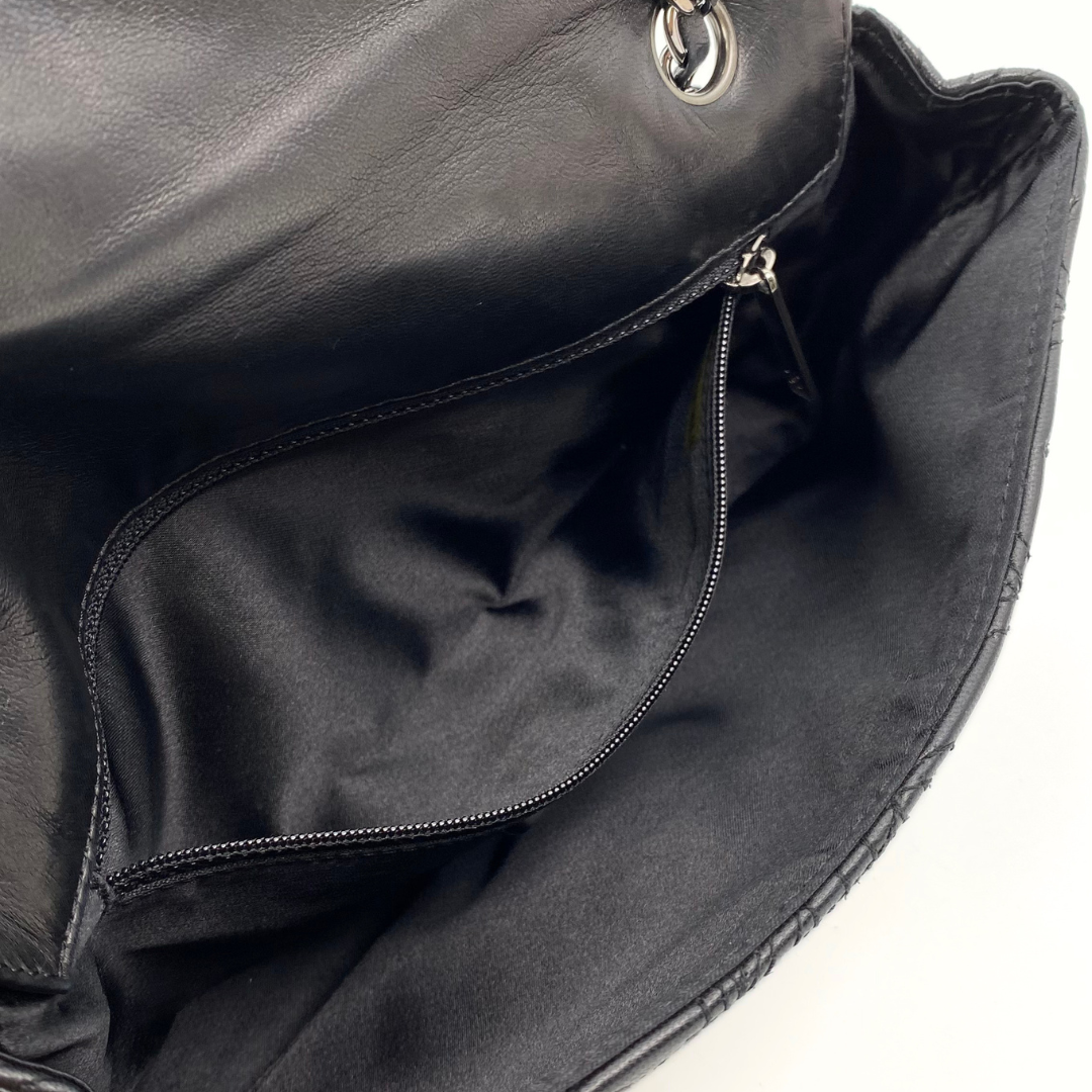 Ruelle, 10 Series Camellia Icon Motif Black Lambskin with seal only