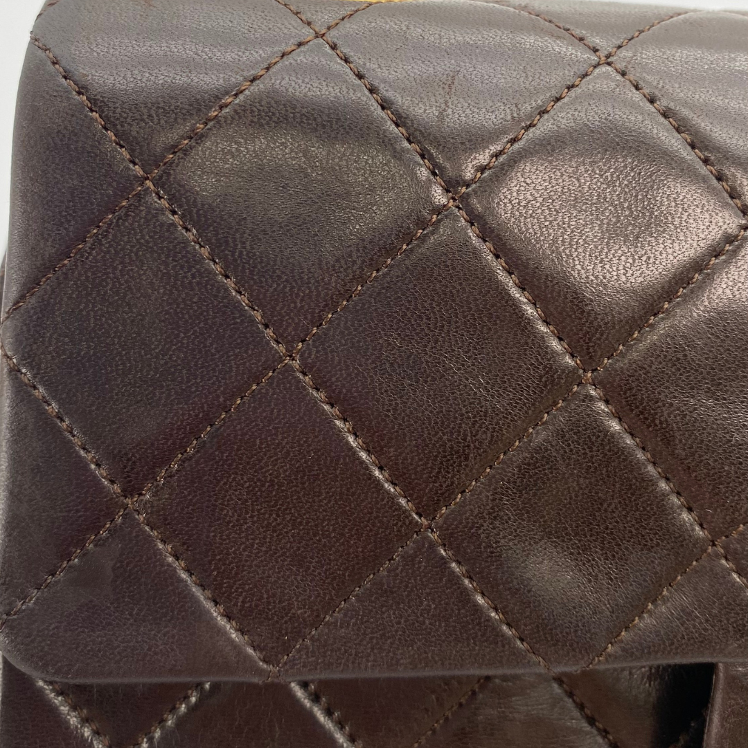Leandro, 1 Series Small Classic Flap Brown Lambskin with seal only