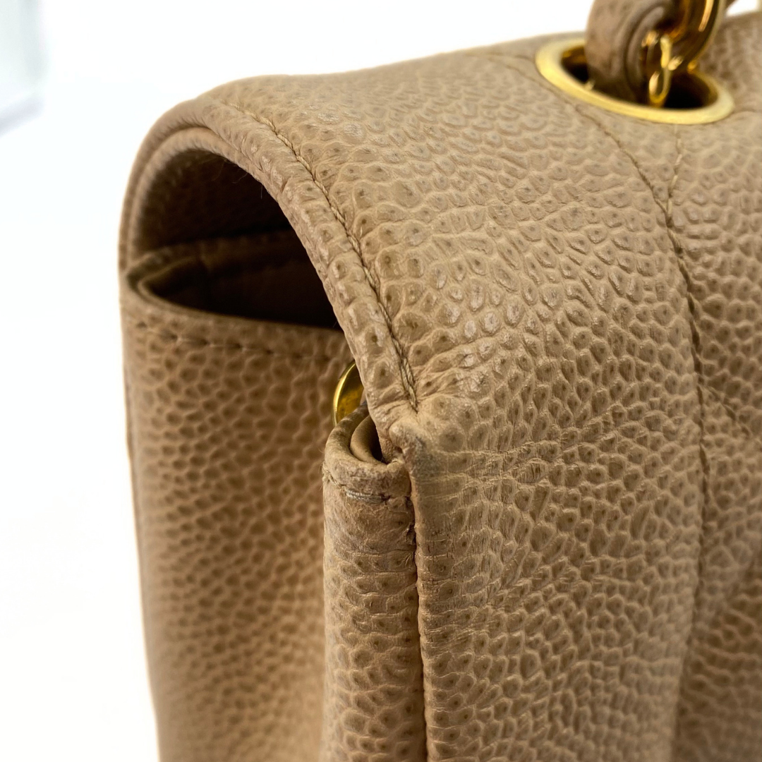 Gautier, 3 Series Medium Diana Beige Caviar with seal and card