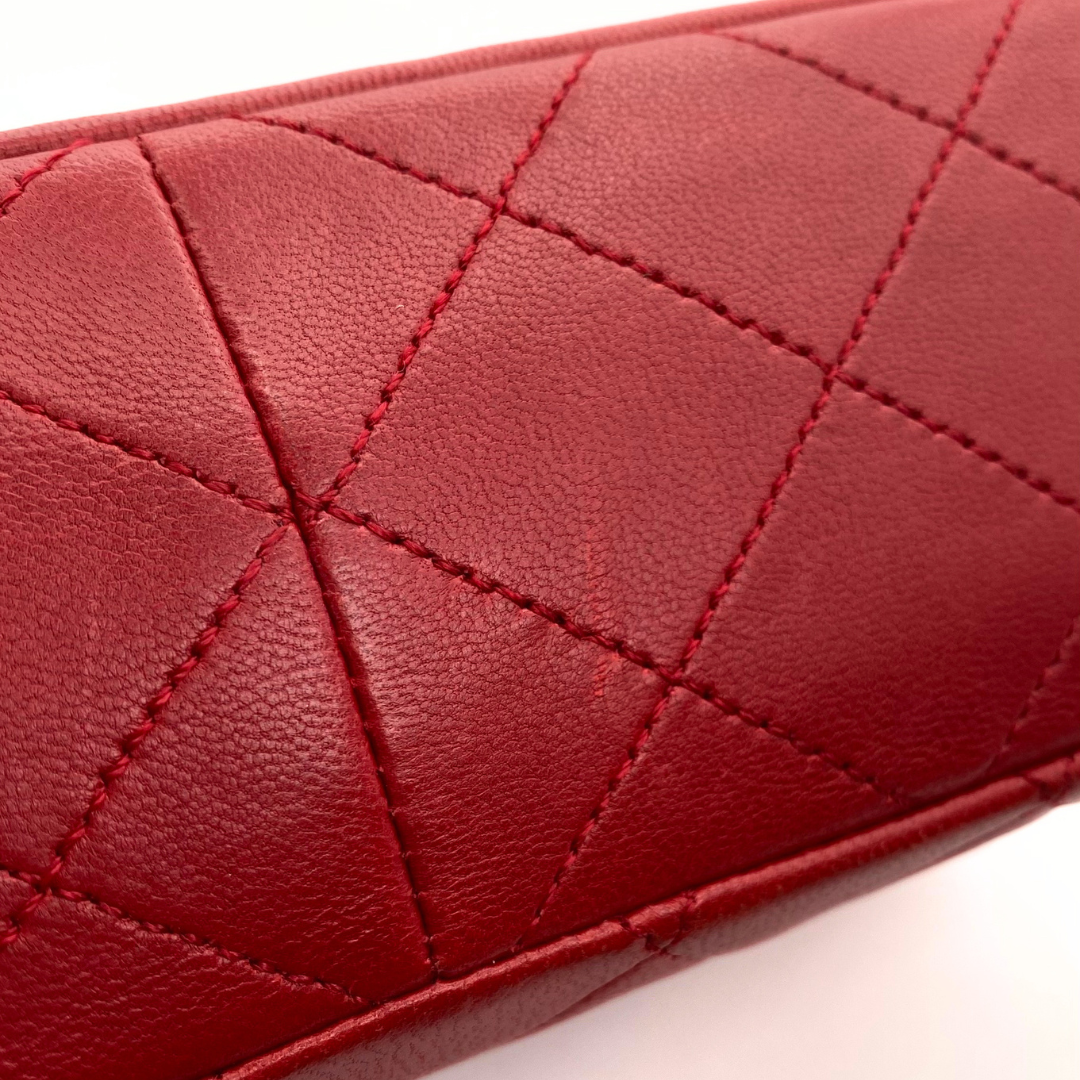 Hiroki, 1 Series Red Lambskin Horizon Flap Gold Hardware with seal only