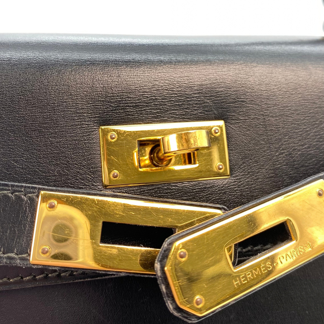 Chisato, 1991 Kelly 28 Sellier Black Boxcalf with stamp 〇U
