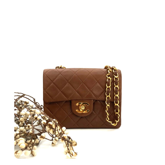 Althea, 2 Series Mini Square 17cm Brown Lambskin with seal only
