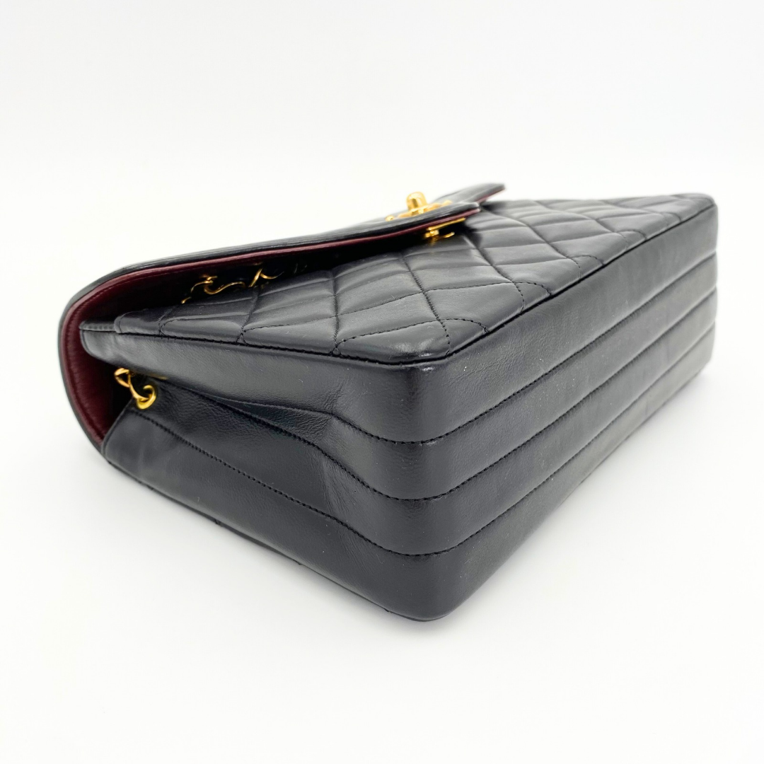 Marieta, 2 series vintage authentic Chanel black lambskin mini with seal only