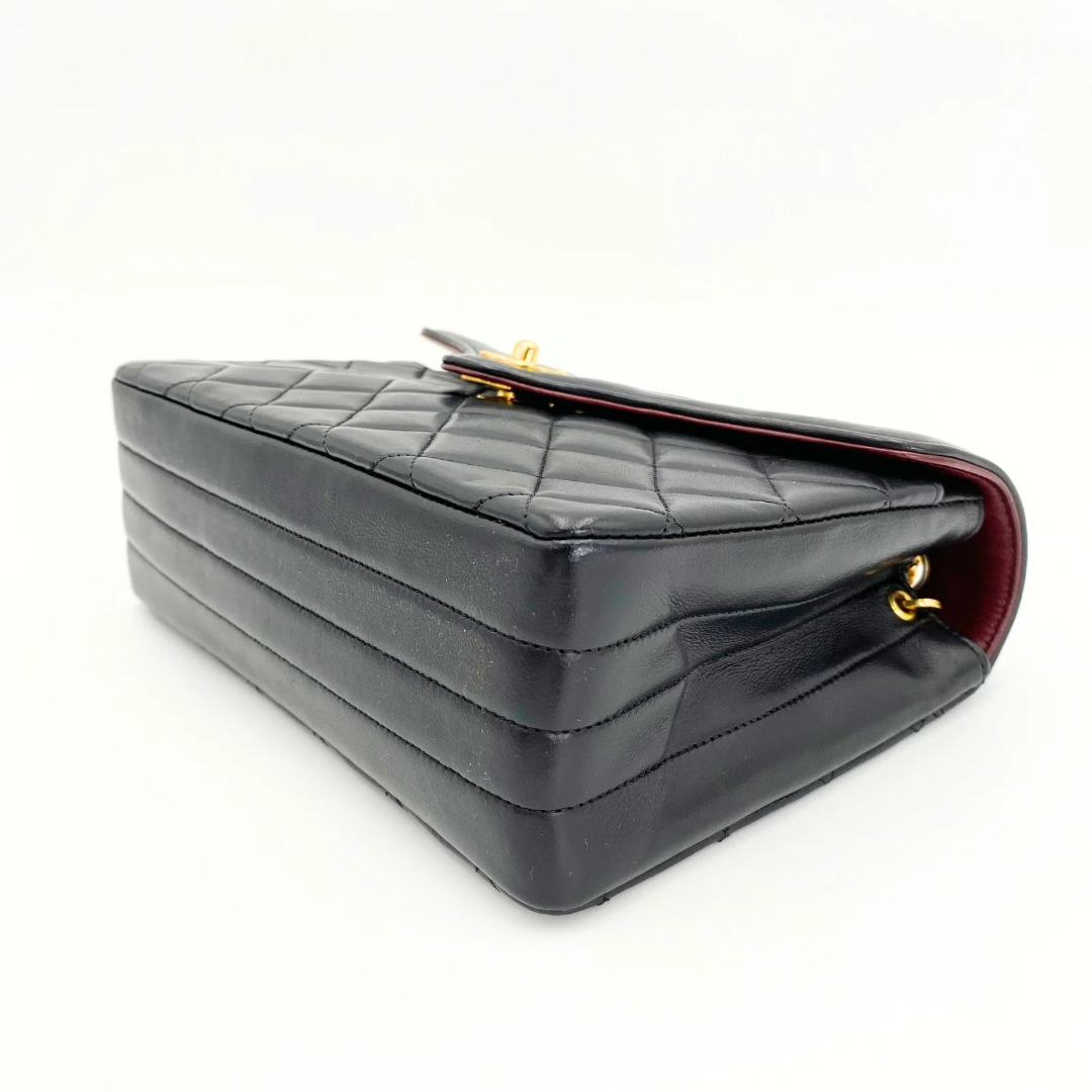 Marieta, 2 series vintage authentic Chanel black lambskin mini with seal only