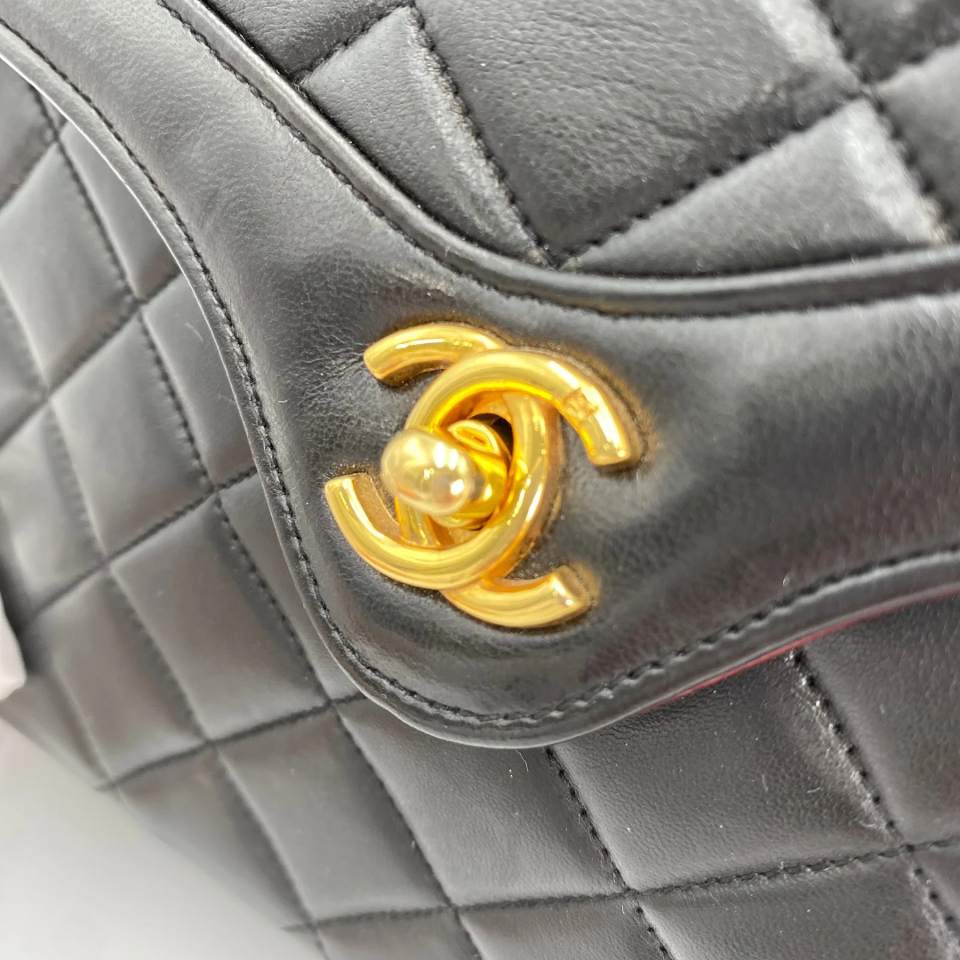 Marieta, 2 series vintage authentic Chanel black lambskin mini with seal only