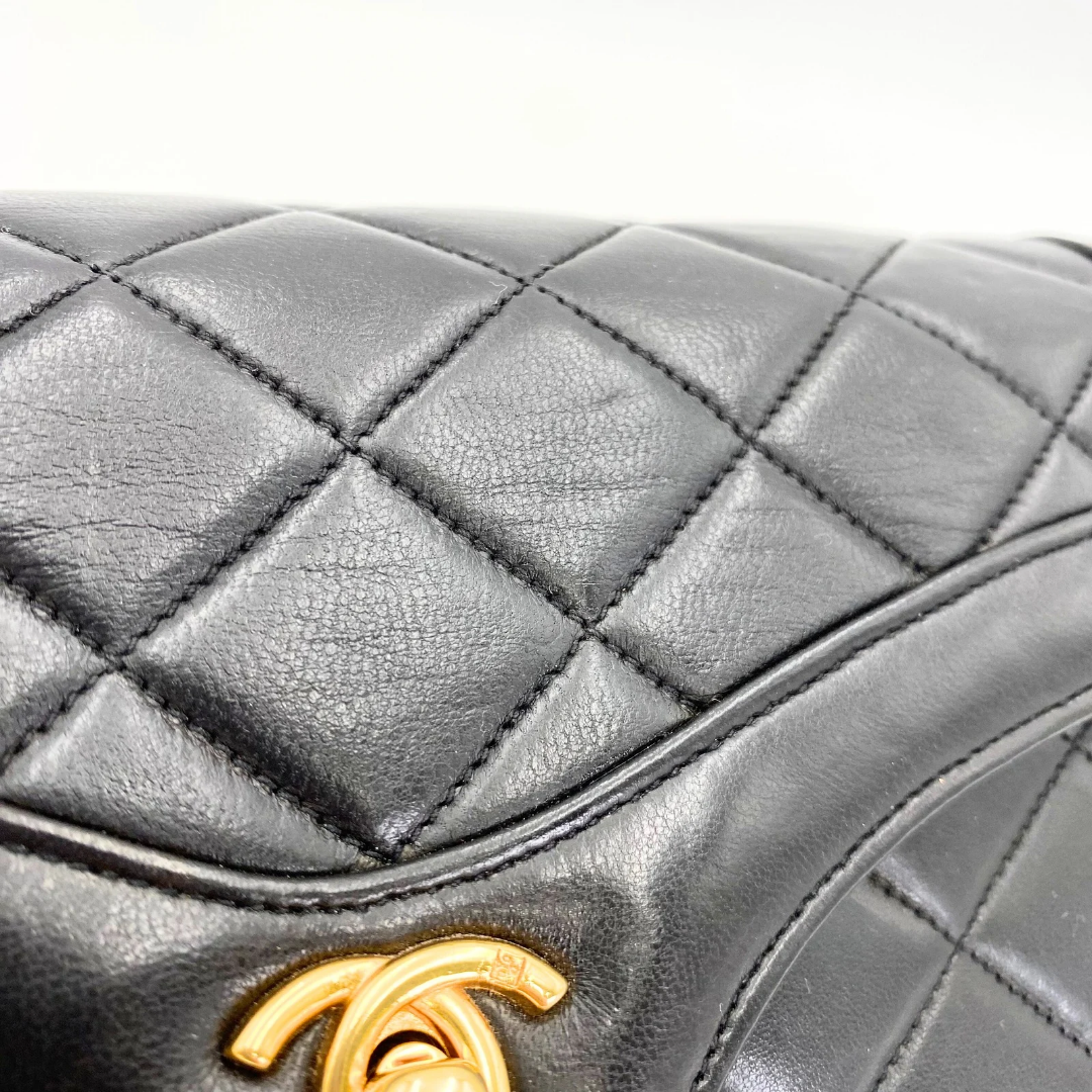 Marieta, 2 series vintage authentic Chanel black lambskin mini with seal only