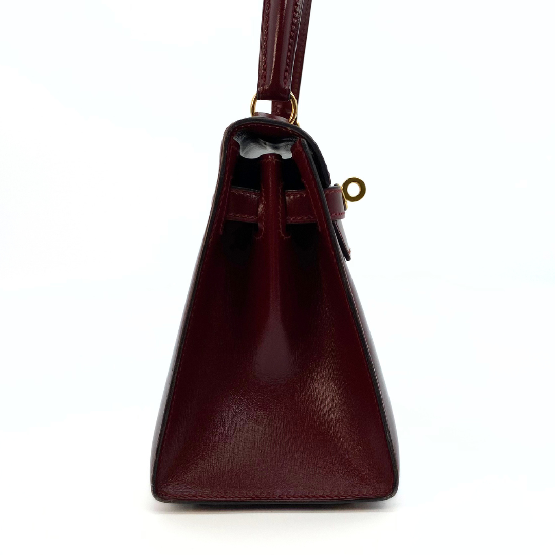 Kumala, 1989 Mini Kelly 20 Boxcalf Rouge Ash with stamp 〇S