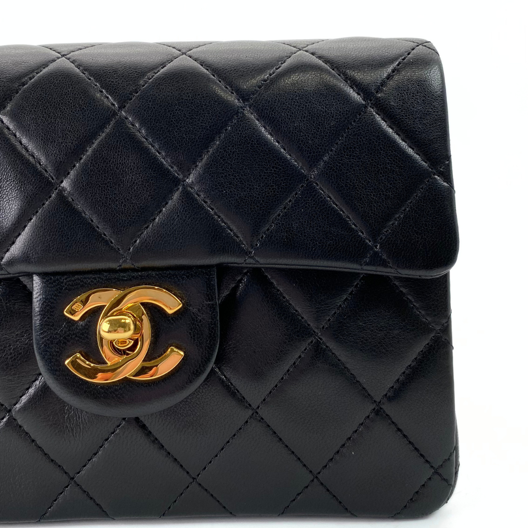 Tsubaki, 1 Series Mini Square 17cm Black Lambskin with seal and card