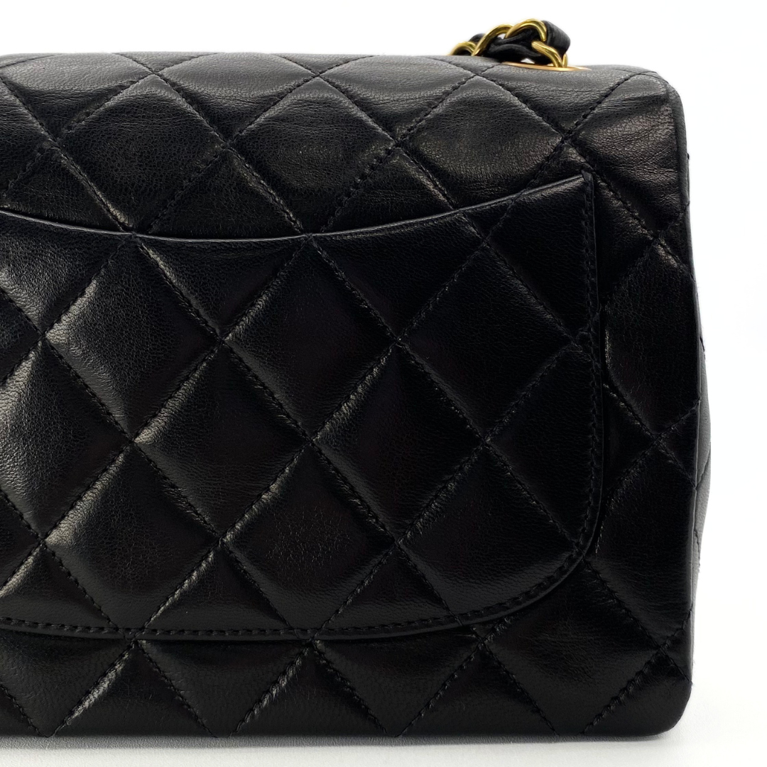 Leander, 3 Series Mini Square 17cm Black Lambskin with seal and card