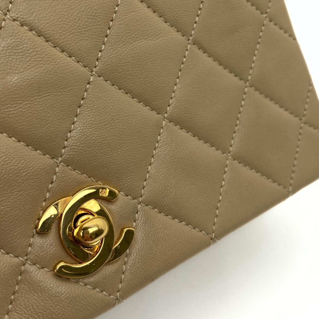 Misaki, 1 Series Mini Full Flap Beige Lambskin with seal and card