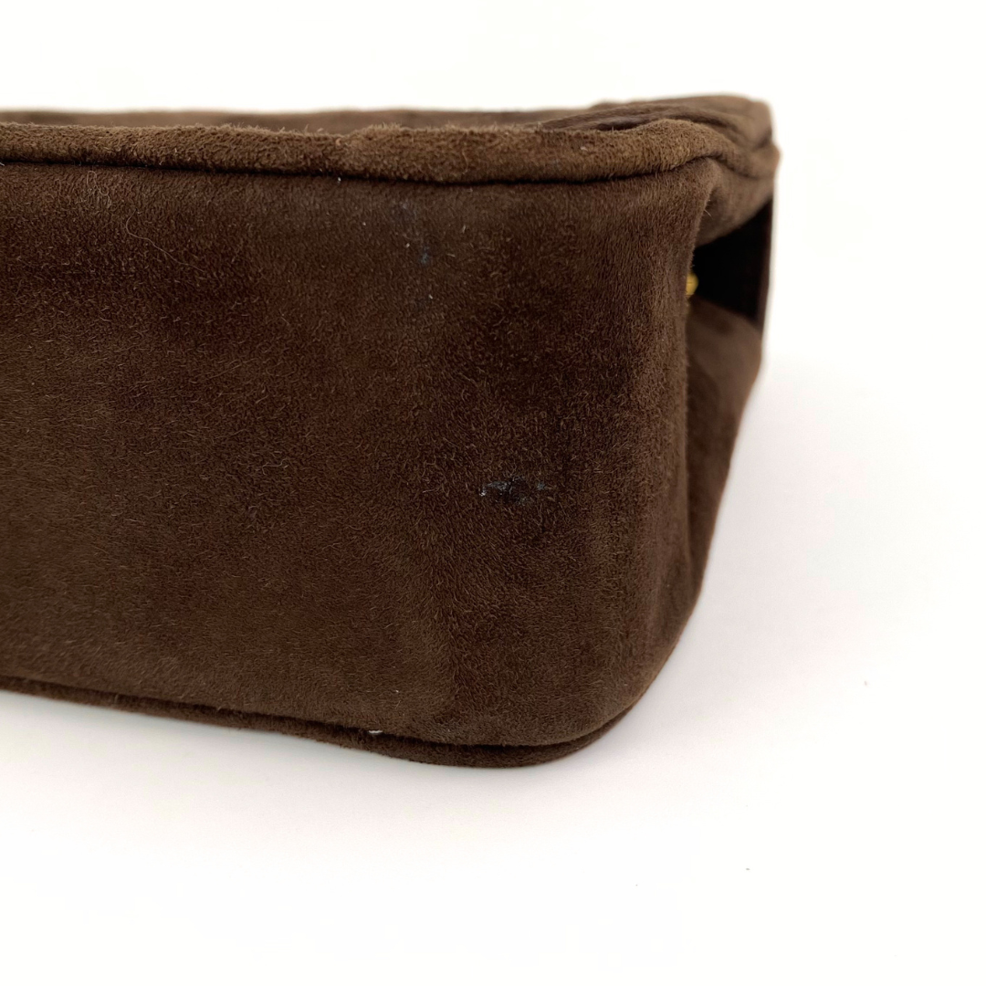 Vesper, 1 Series Mini Matelasse Bijou Chain Brown Suede Gold Hardware with seal only