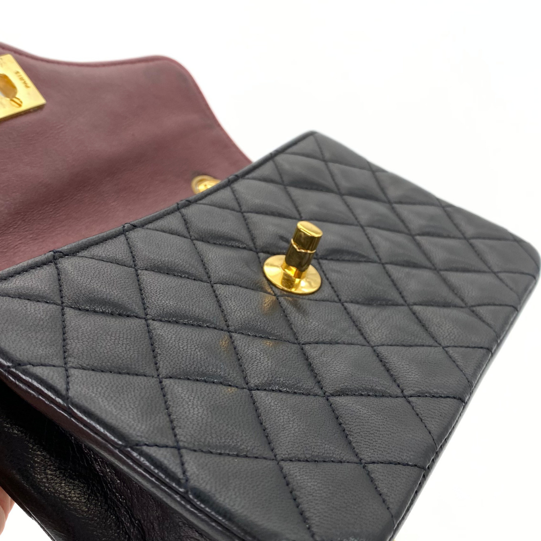 Wakana, 1 Series Matelasse Mini Black Lambskinw with seal and card