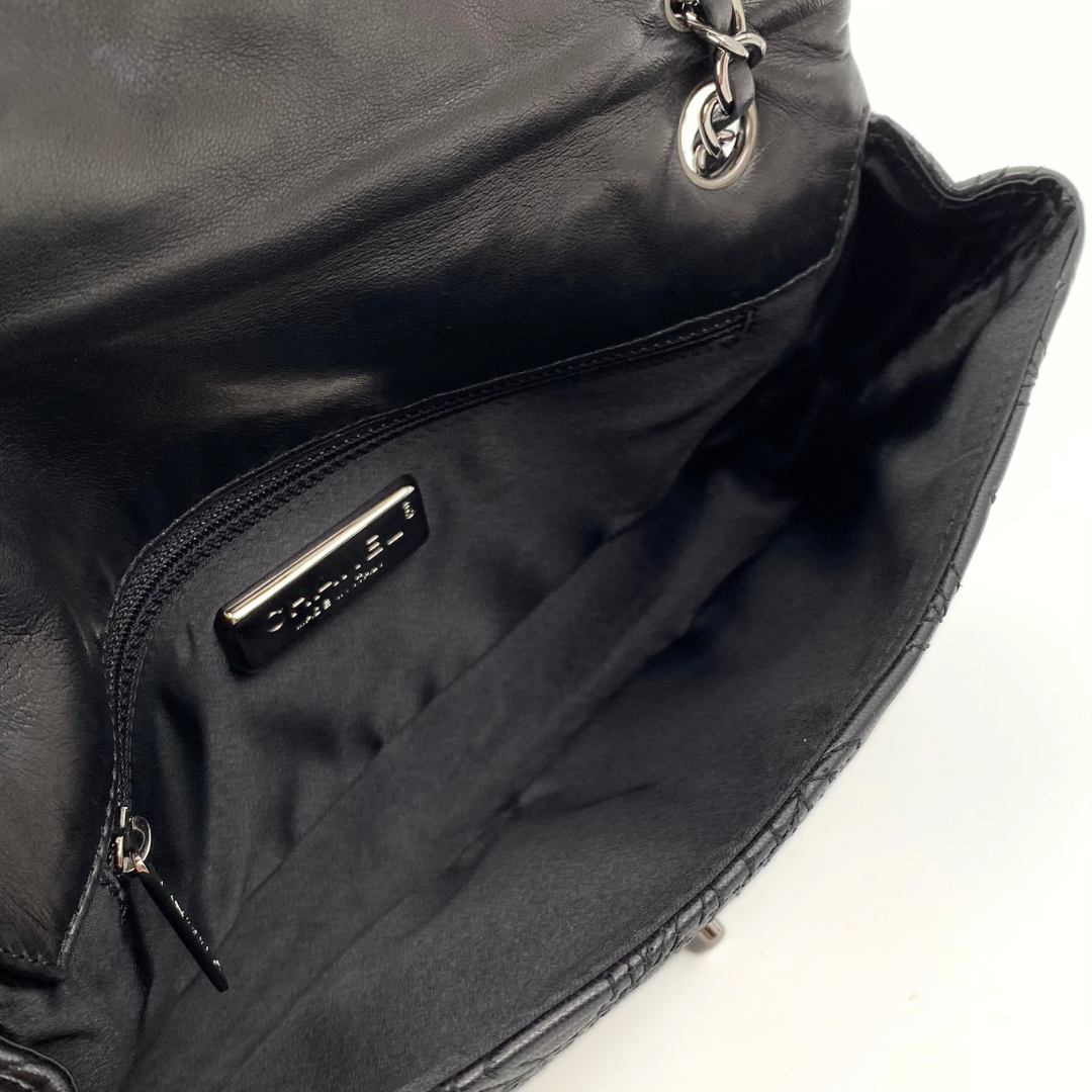 Ruelle, 10 Series Camellia Icon Motif Black Lambskin with seal only