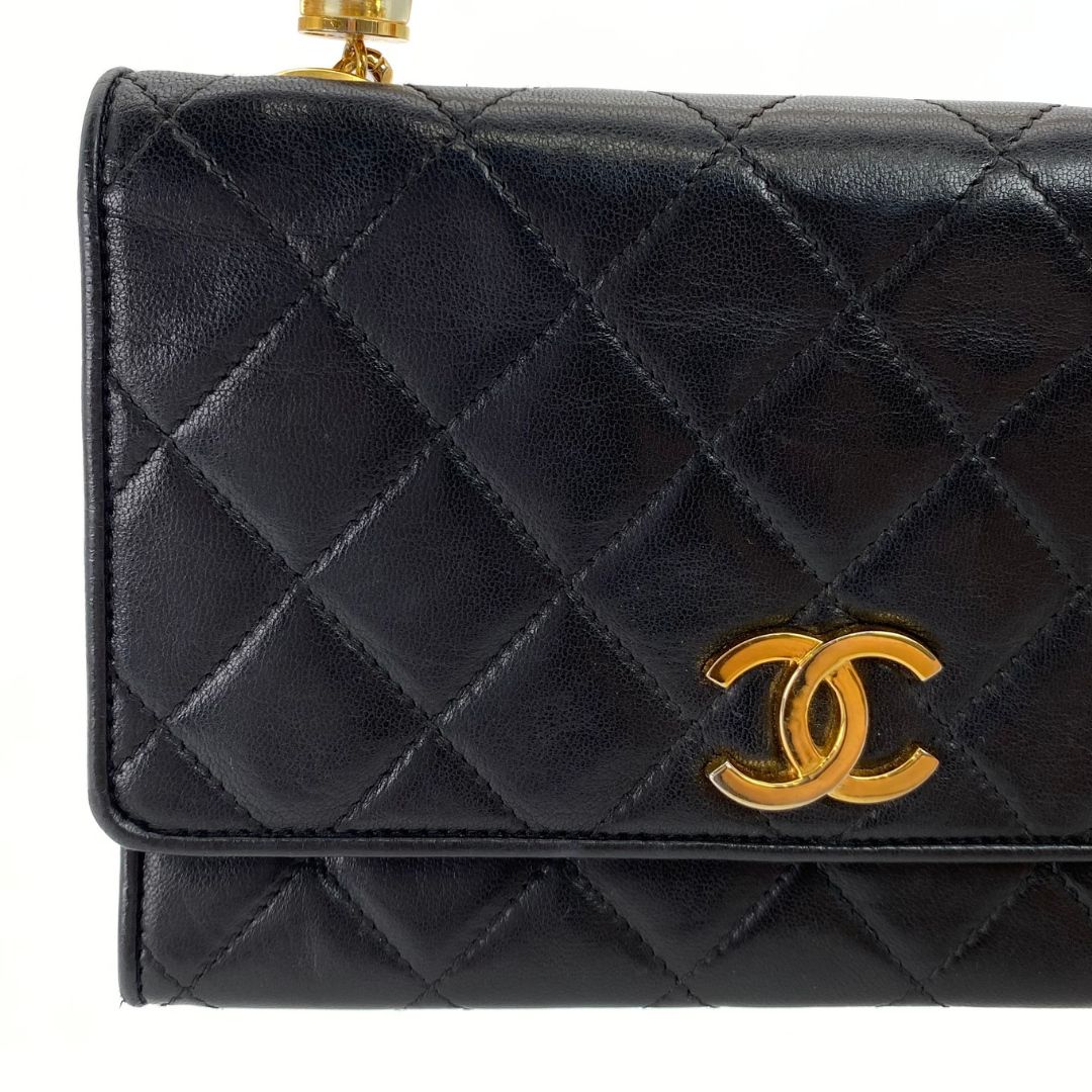 Ritsu, 1 Series Matelasse Black Lambskin with seal and card