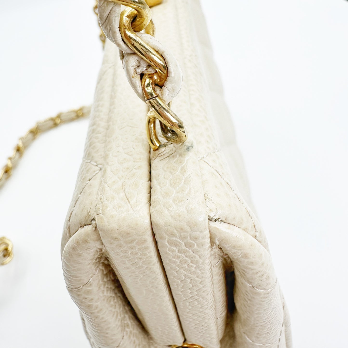 Juan, Vintage Authentic Chanel 3 series matelasse chain beige caviar with seal