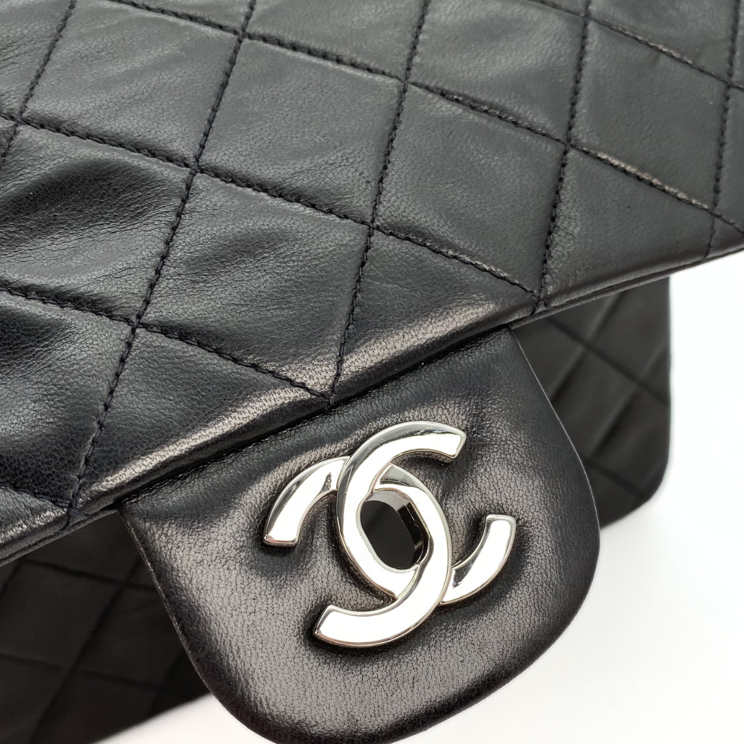Thiago, 5 Series Medium Black Lambskin Silver Hardware with seal and card