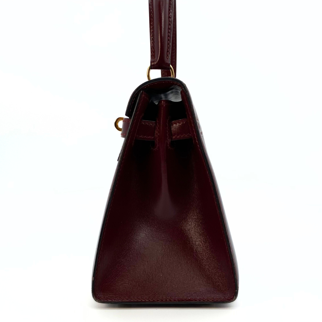 Kumala, 1989 Mini Kelly 20 Boxcalf Rouge Ash with stamp 〇S