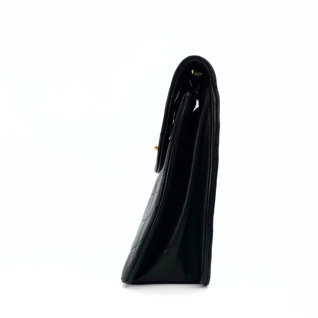 Xarena, 2 Series Curved Stitch Black Lambskin with seal and card