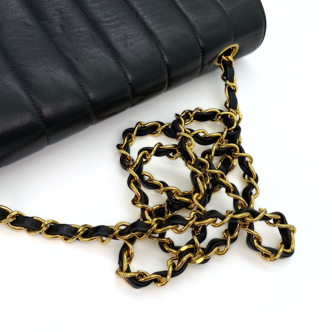 Tyra, 2 Series Mademoiselle Lambskin Small Black with seal and card