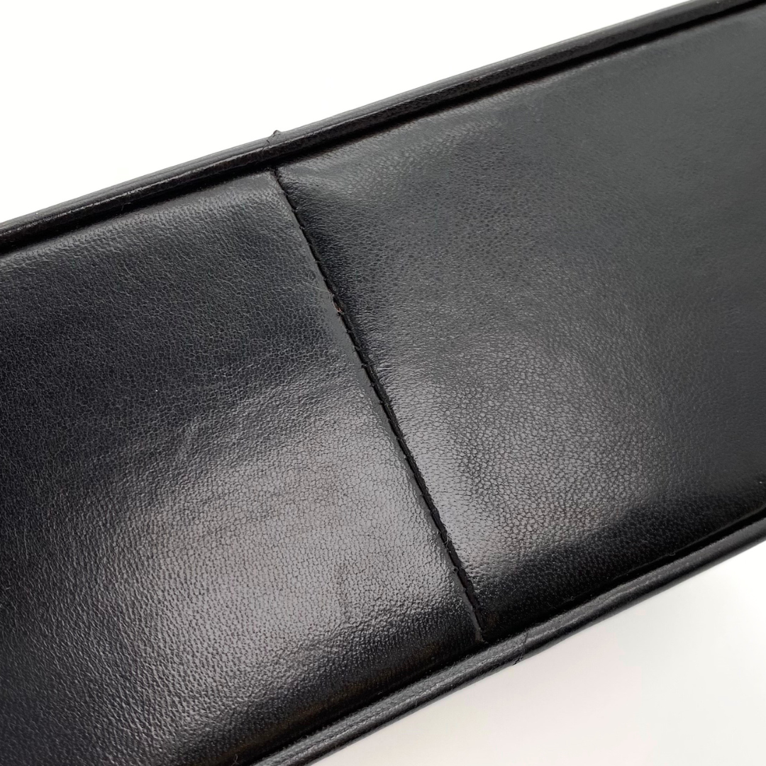 Eunho, 2 Series Single Flap Chevron Black Lambskin with seal and card