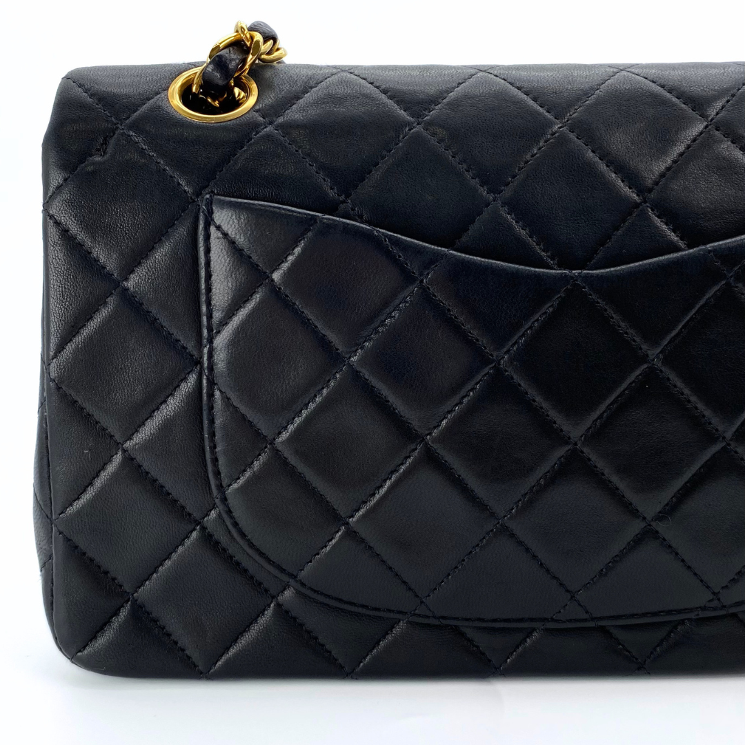 Gleb, 2 Series Small Classic Flap Black Lambskin with seal and card